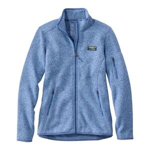 L.L. Bean Sweater Fleece Full Zip Jacket Teal Blue 1X Warm Outdoors Cozy Hiking